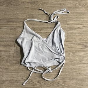 Light Blue Cropped Tie Top